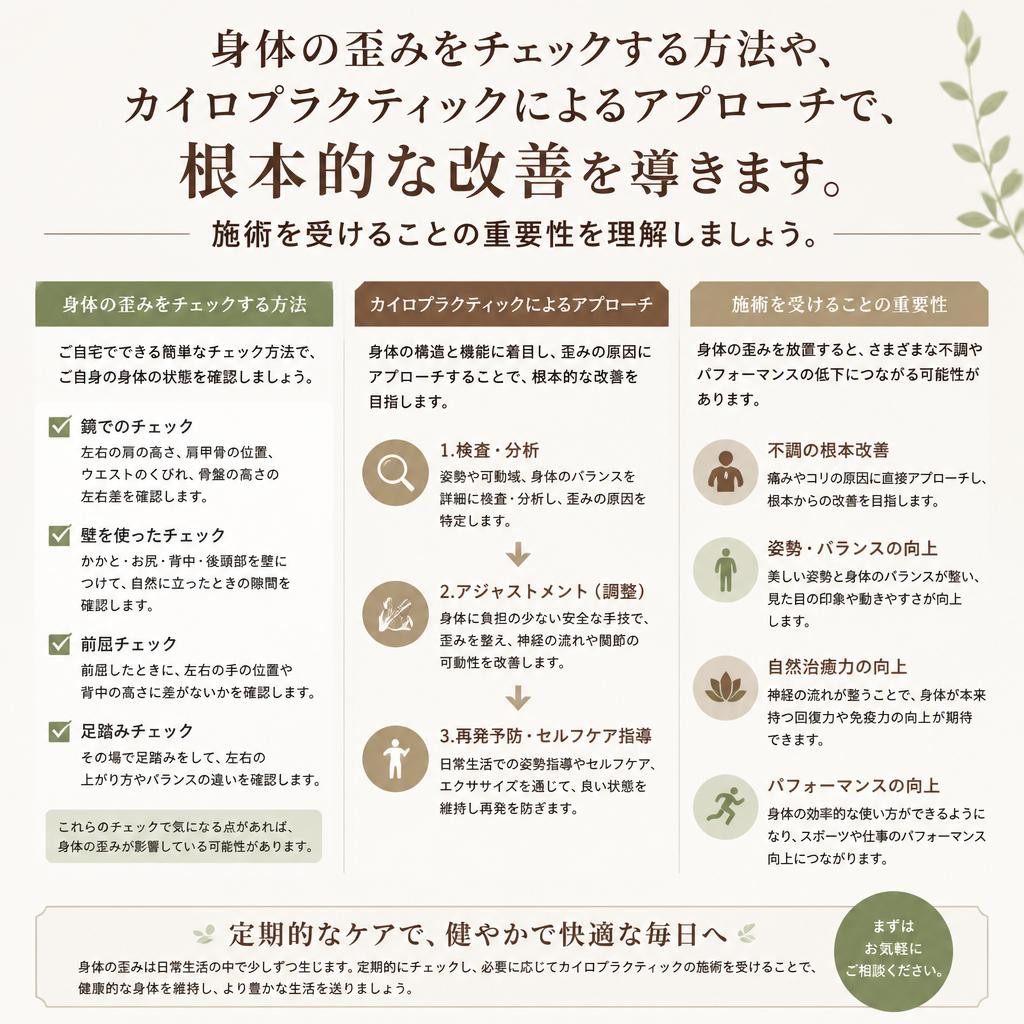 身体の歪みチェックとカイロプラクティックの役割