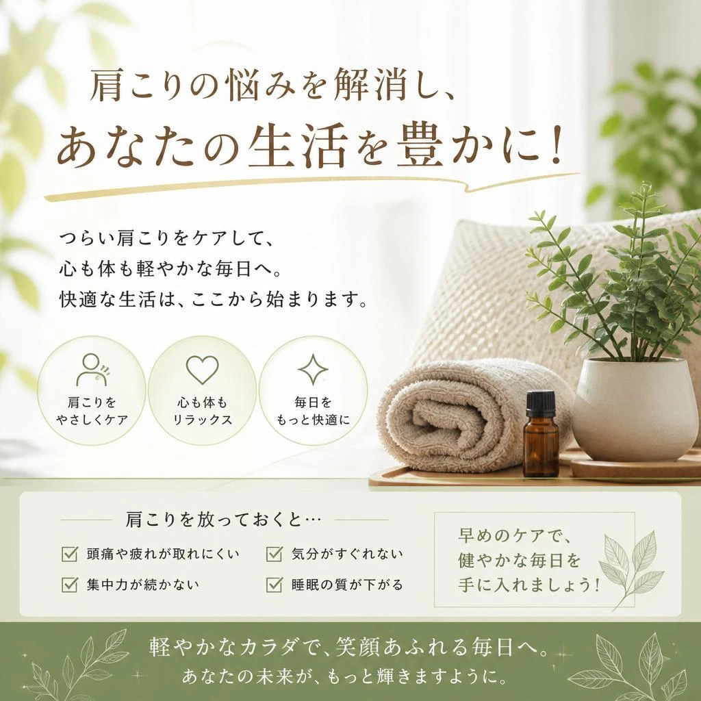 肩こりの悩みを解消し、あなたの生活を豊かに！