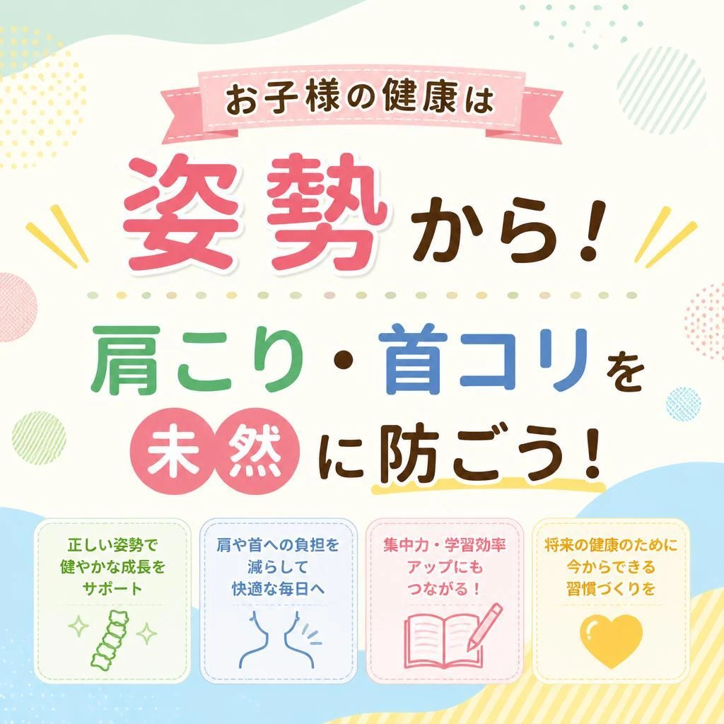 お子様の健康は姿勢から！肩こり・首コリを未然に防ごう！