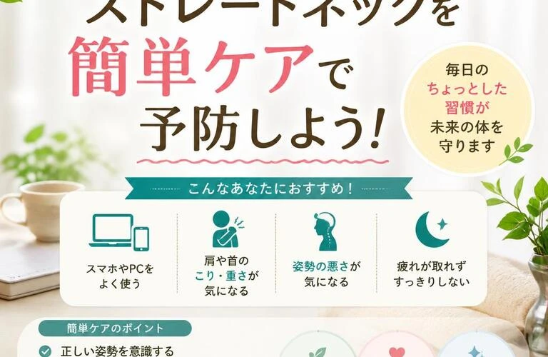 肩こりとはさよなら！ストレートネックを簡単ケアで予防しよう！