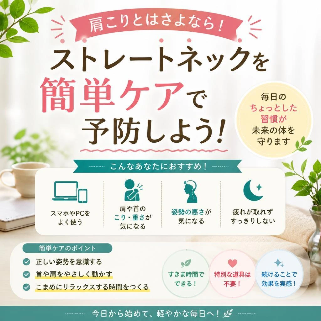 肩こりとはさよなら！ストレートネックを簡単ケアで予防しよう！