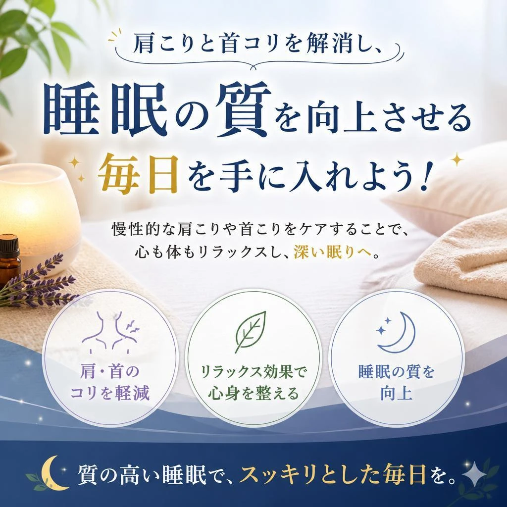 肩こりと首コリを解消し、睡眠の質を向上させる毎日を手に入れよう！