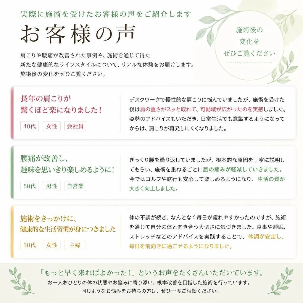 お客様の声—効果を実感した方々の体験談