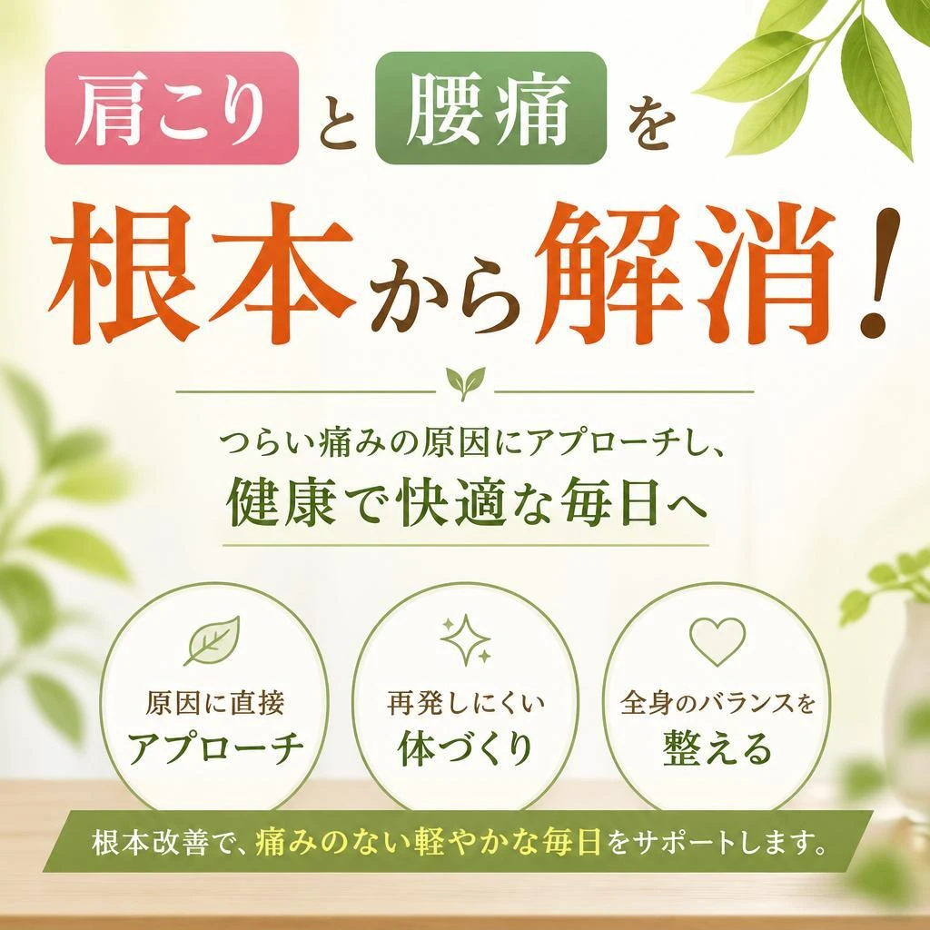 肩こりと腰痛を根本から解消！