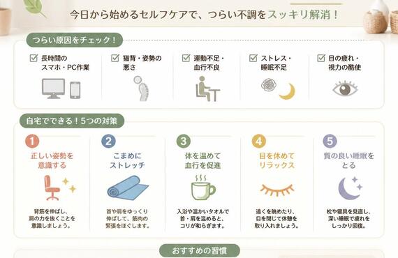 自宅でできる！肩こり・頭痛対策の秘訣