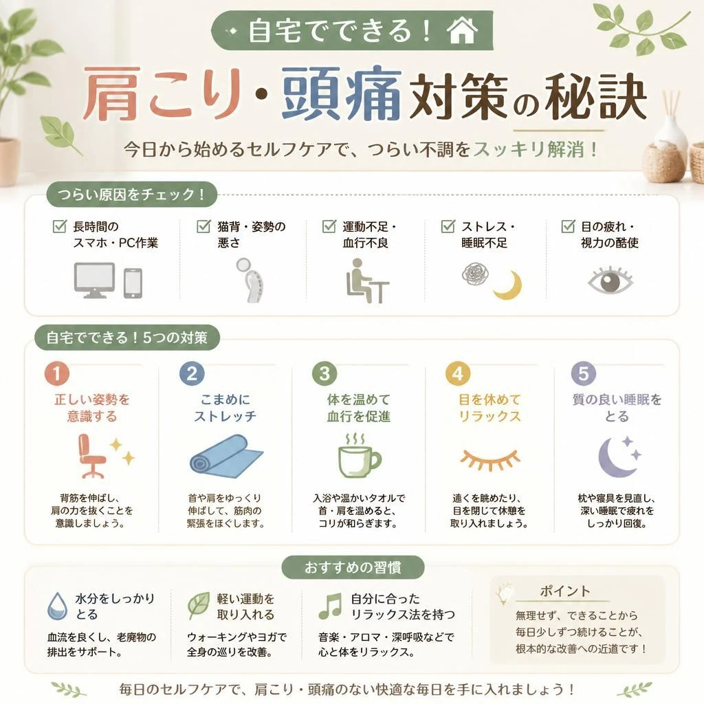 自宅でできる！肩こり・頭痛対策の秘訣