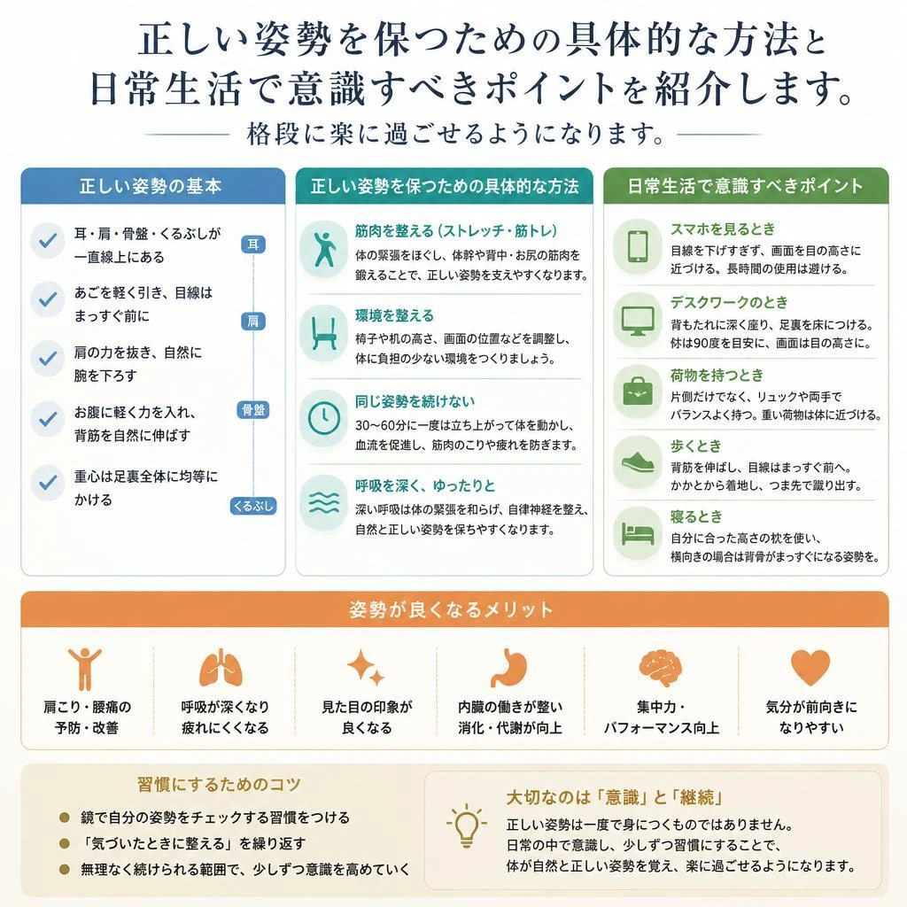 2. 正しい姿勢で肩こりを解消するポイント