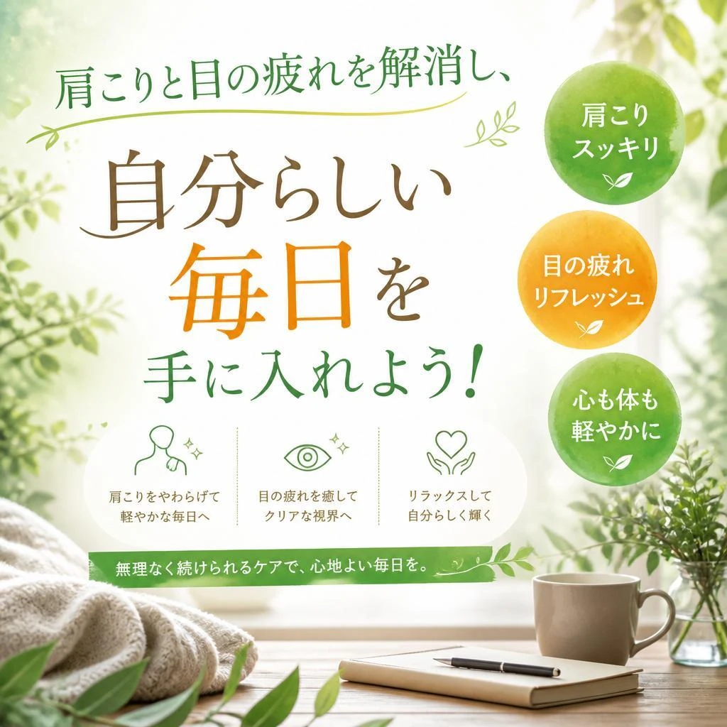 肩こりと目の疲れを解消し、自分らしい毎日を手に入れよう！