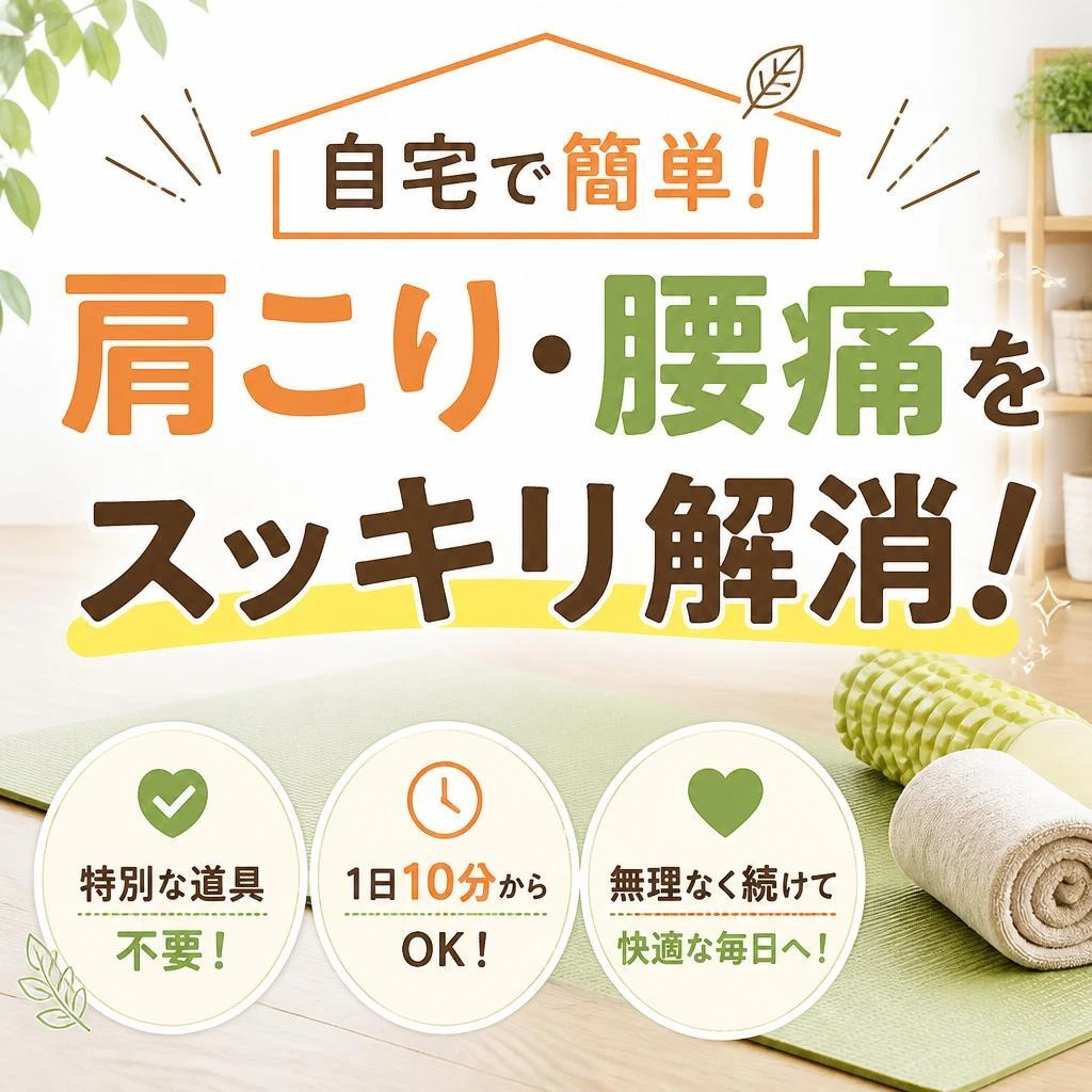 自宅で簡単！肩こり・腰痛をスッキリ解消！