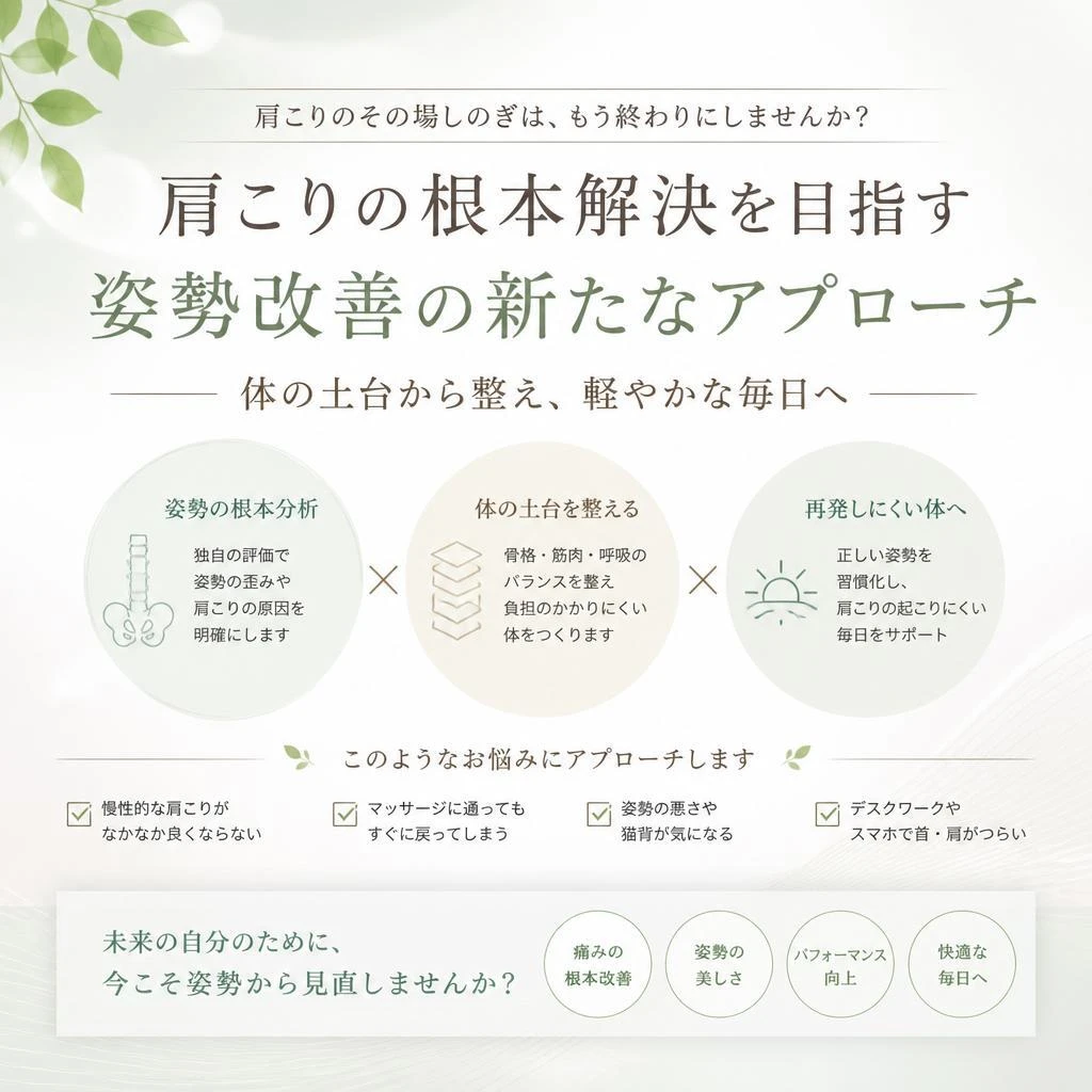 肩こりの根本解決を目指す姿勢改善の新たなアプローチ