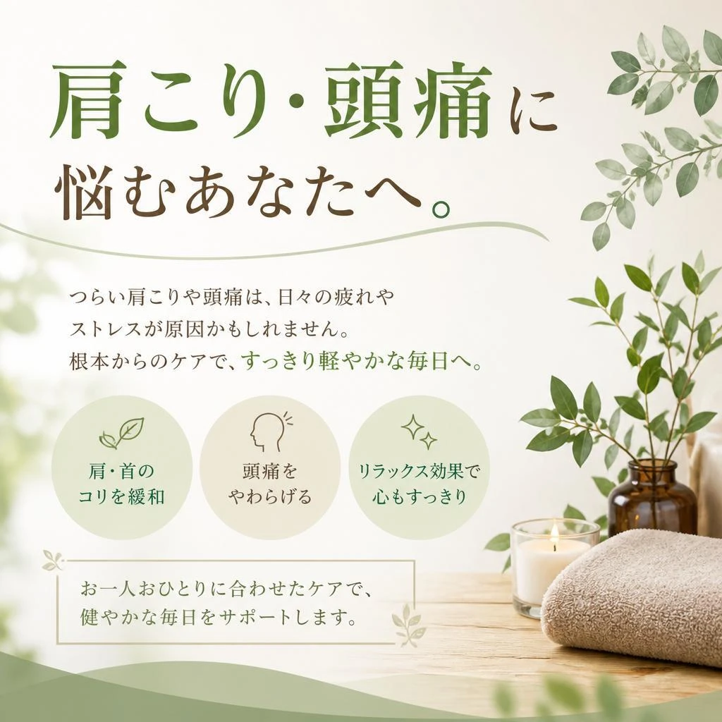 肩こり・頭痛に悩むあなたへ。