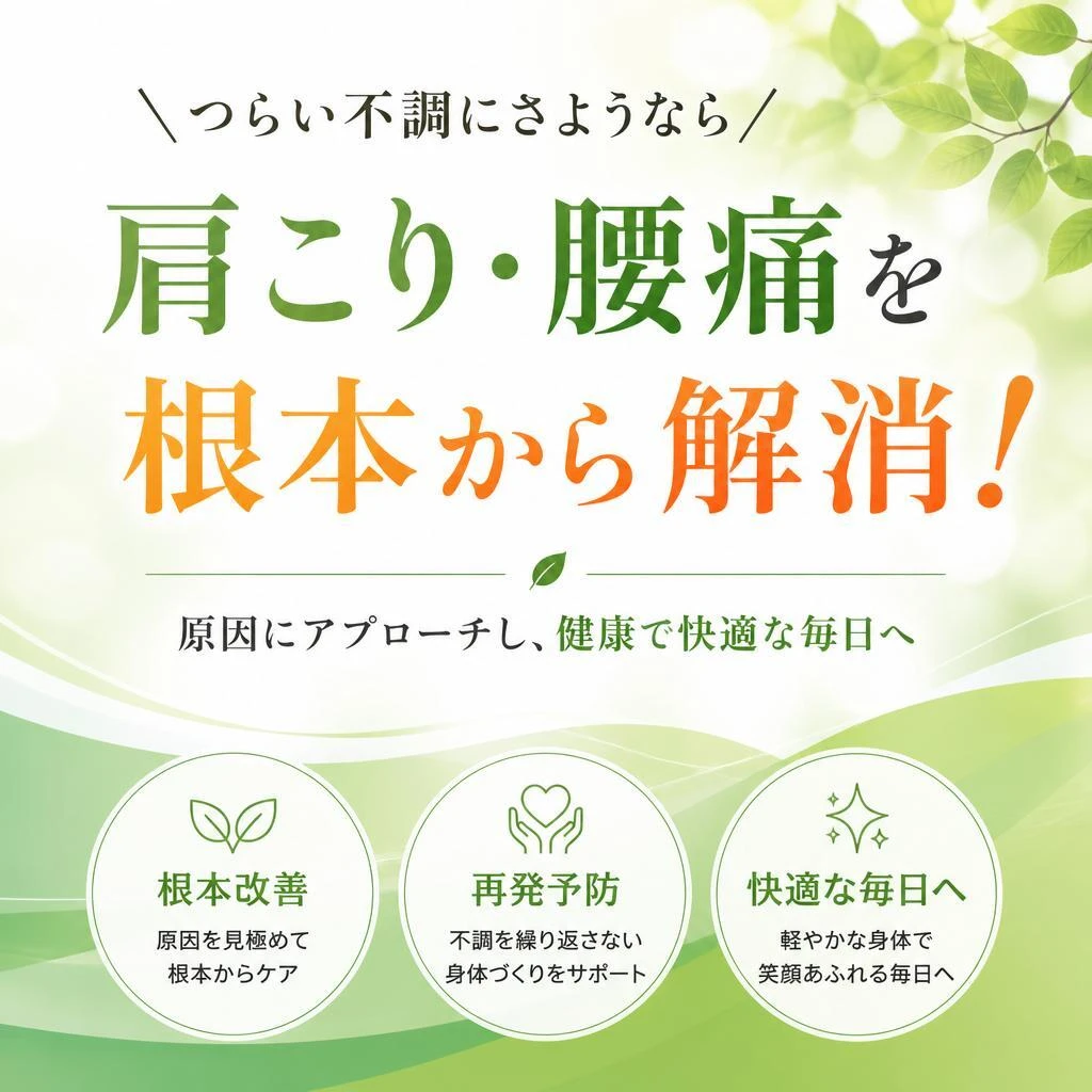 肩こり・腰痛を根本から解消！