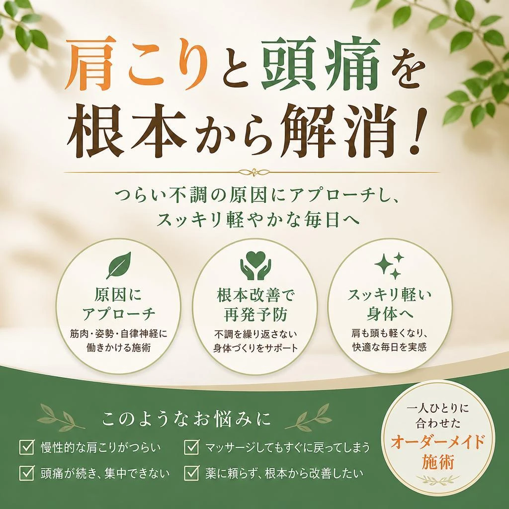 肩こりと頭痛を根本から解消！